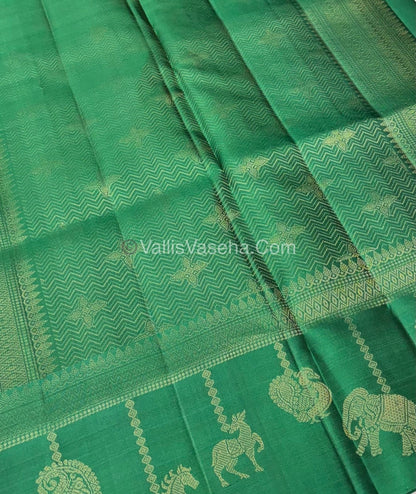 Pure Soft Silk Saree - (Merry-Go-Round Design ) - Purple with Green Shade - VVPSS059