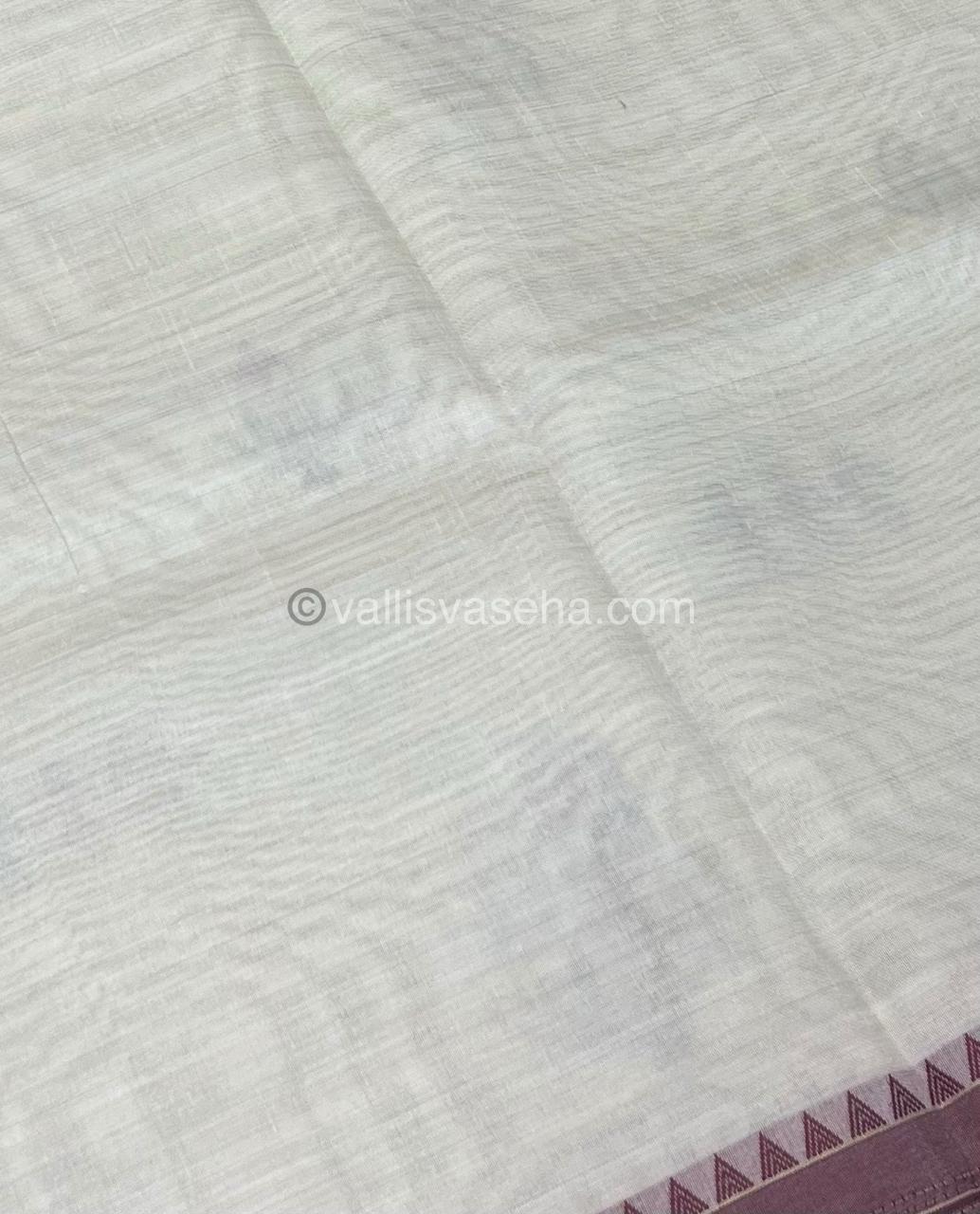 Semi Tussar Embroidery - Cream with Merun Combo - VVSTE001
