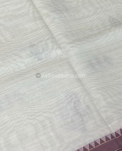 Semi Tussar Embroidery - Cream with Merun Combo - VVSTE001