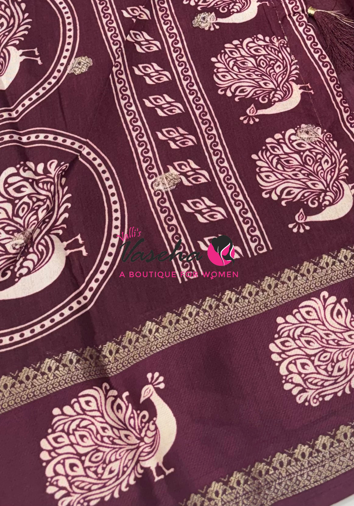 Casual Wear Saree - Semi Binny / Semi Dola Silk - Wine  Shade - VVSDS007