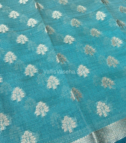 Semi Tussar Silk Saree -  Blue Shade - VVSTS009