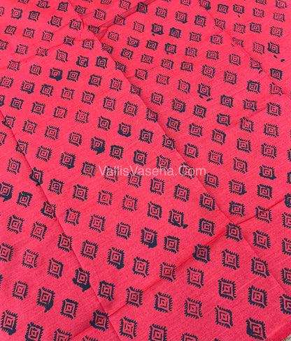 South Mixed Cotton - Mirror Work Embroidery - Bluish Green with Pink - VVPCM002