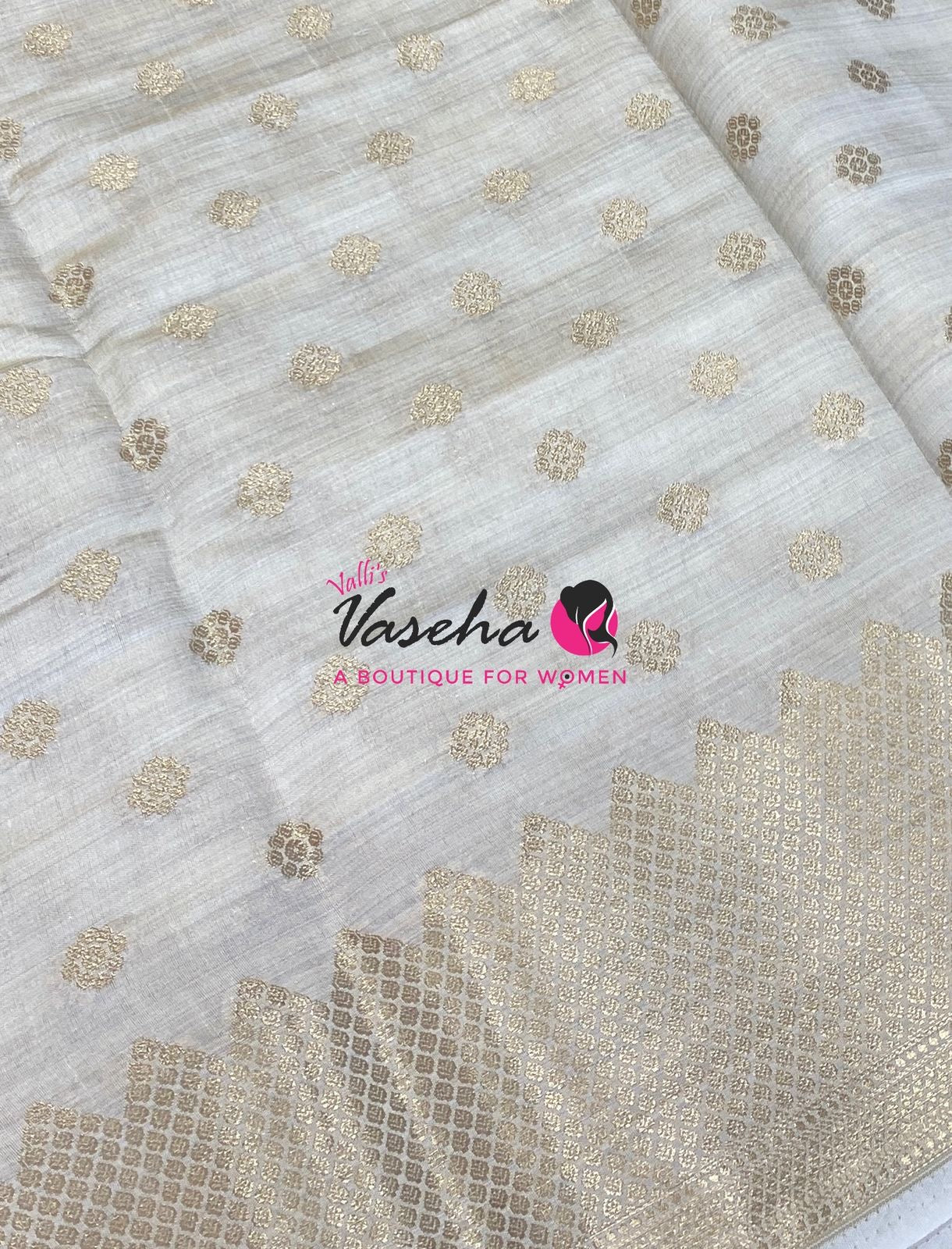 Semi Tussar Silk Saree | Cream  Shade |VVSTS057