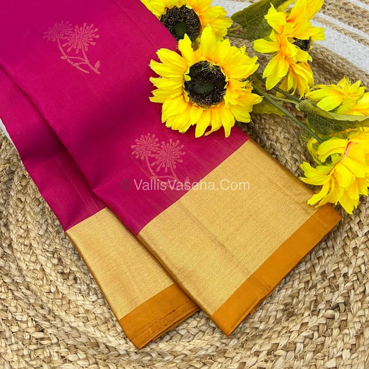 Pure Soft Silk Saree - Pink & Mustard Yellow Combo - VVPSS036