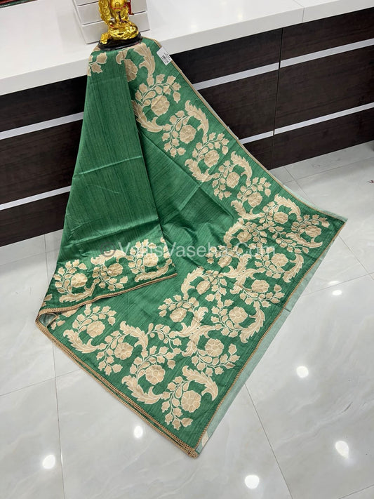 Semi Raw Silk with embroidery work - VVSRS001