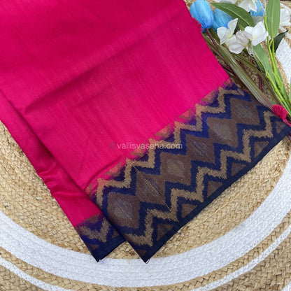 Bamboo Silk Saree  - Shade of Pink With Navy Blue Shade - VVBSS001