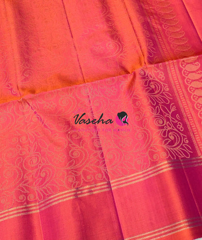 Pure Soft Silk Saree  - Wine & Peach Combo - VVPSS141
