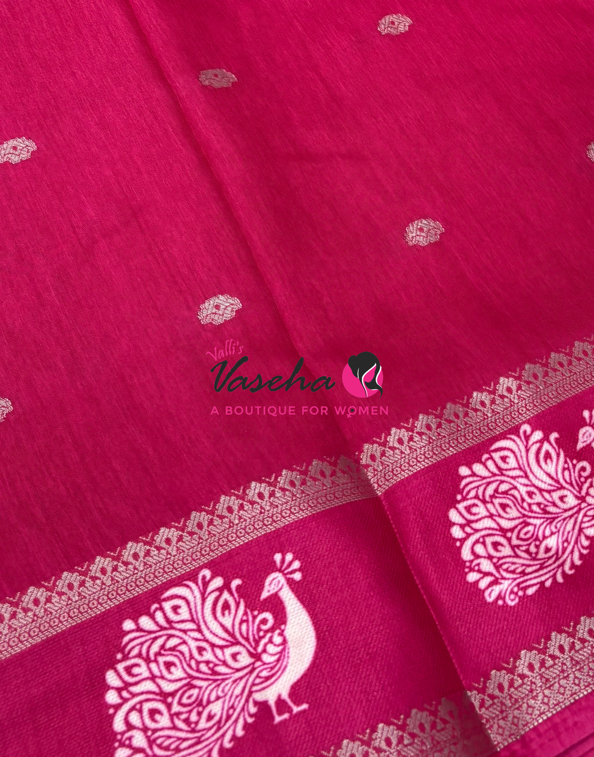 Casual Wear Saree - Semi Binny / Semi Dola Silk - Dark Pink  Shade - VVSDS007