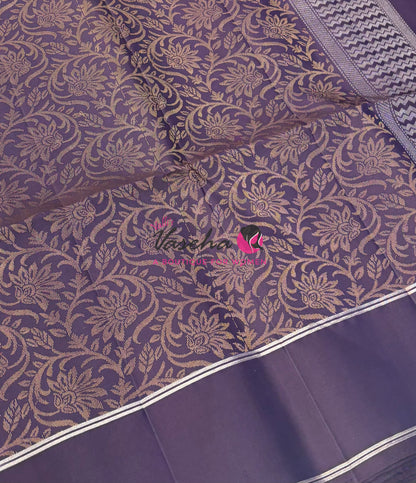 Pure Soft Silk Saree  - Lavender & Dark Purple Combo - VVPSS055