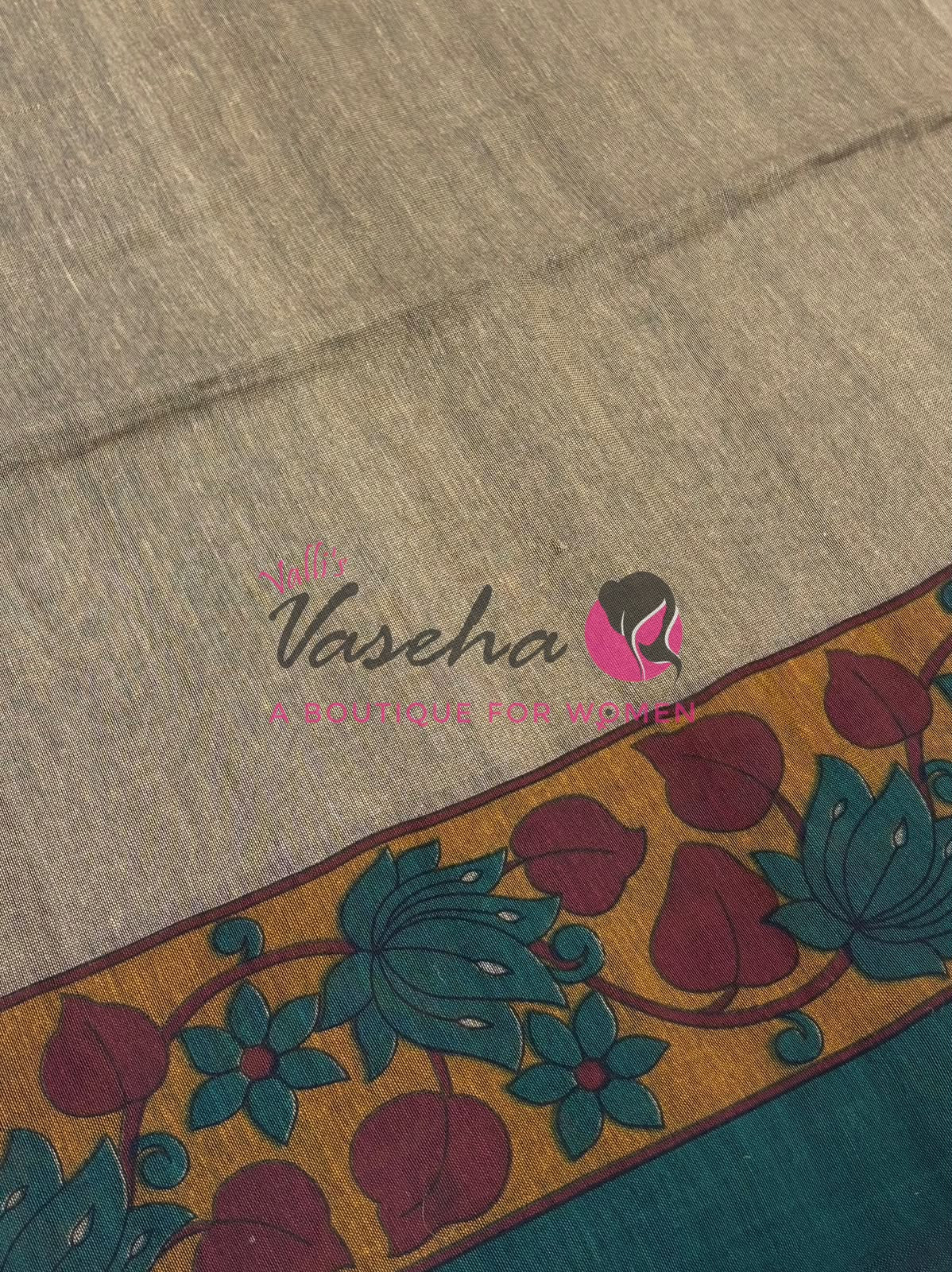 Handloom Cotton Sarees with Kalamkari Blouse - VVKCK003