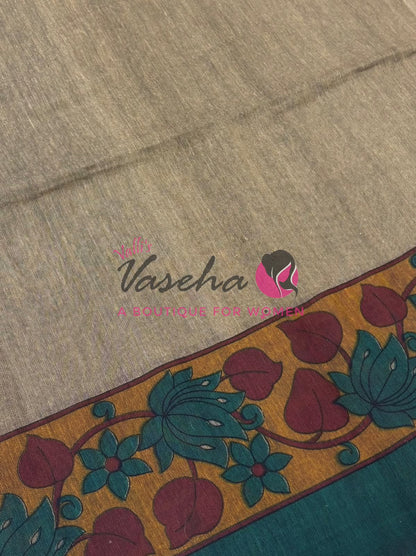Handloom Cotton Sarees with Kalamkari Blouse - VVKCK003