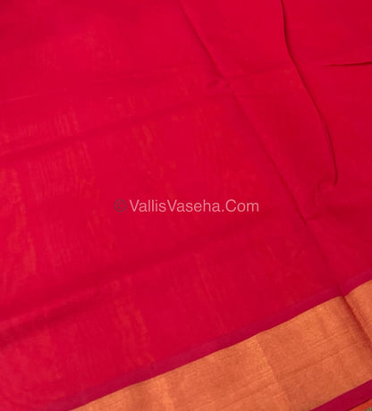 Semi Silk Cotton Saree - Yellow & Red Combo - VVSSC001