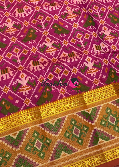 Semi Patola | Printed Silk Saree - Purple With Pink Combo - VVSPS002