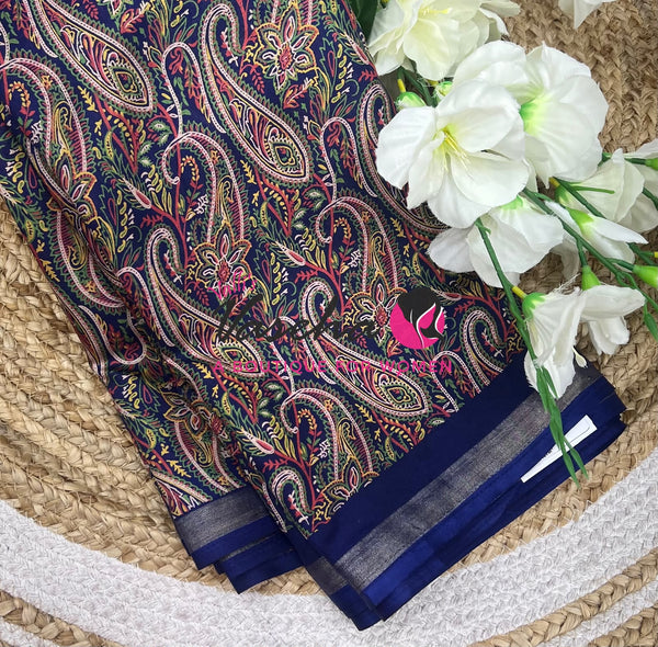 Casual Wear - Fancy Printed Silk  - Navy Blue Shade - VVFPS001