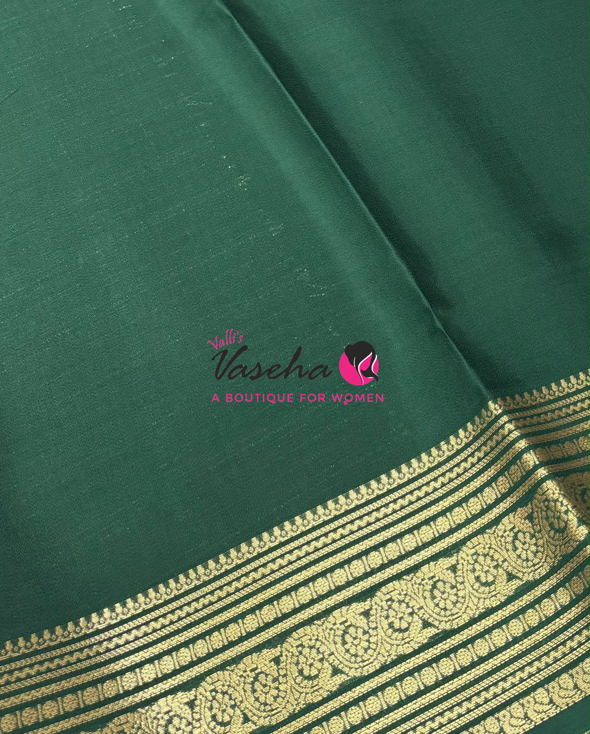Semi Mysore Crepe Silk  - Green Shade - VVSMC005