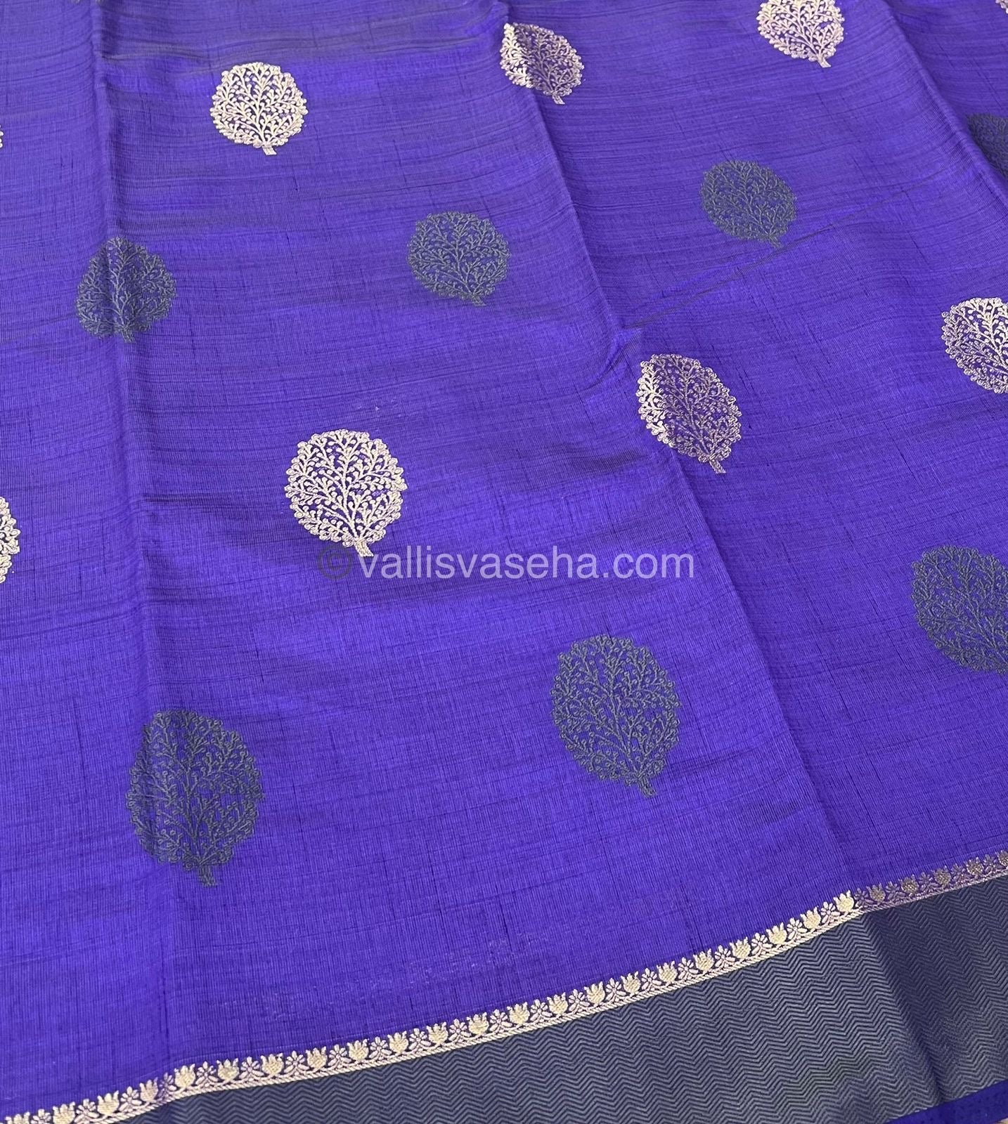 Semi Tussar Silk Saree - Violetish Blue Shade - VVSTS009
