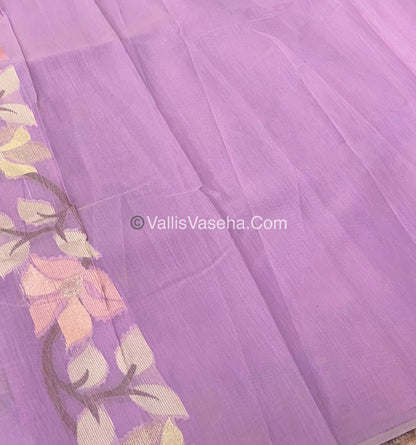 Semi Raw Silk with Jamdhani Design Weaving - Lilac / Light Lavendar shade - VVRS001