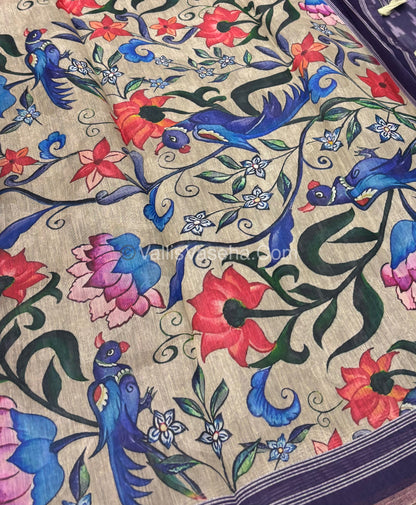 Semi Chanderi Saree - Blue Shade - VVSCS007