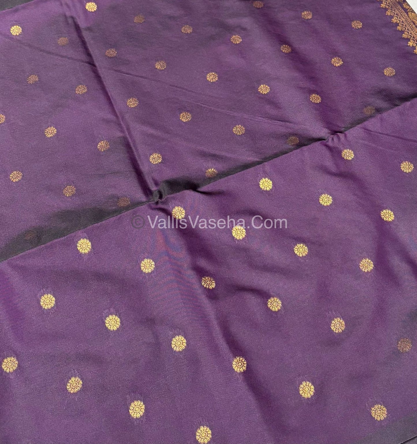 Semi Soft Silk - Kolam Design - Dark Purple / Navapala Shade -VVSSS029