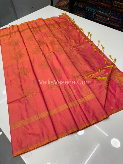 Semi Soft Silk - Kolam Design - Peachish Gold Shade - VVSSS029