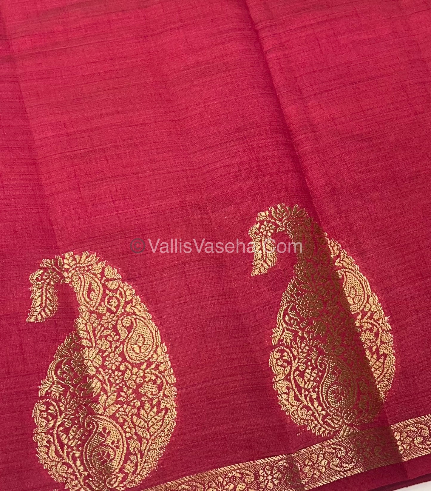 Semi Tussar Silk - Small Mango - Dark Pink Shade - VVSTS002