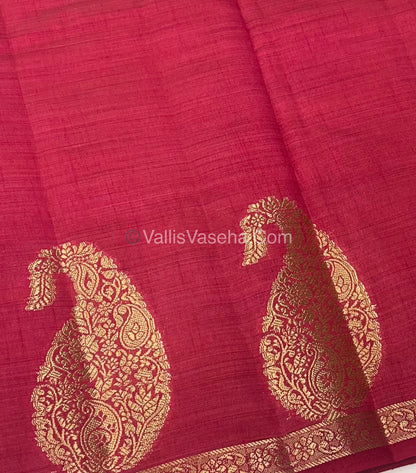 Semi Tussar Silk - Small Mango - Dark Pink Shade - VVSTS002