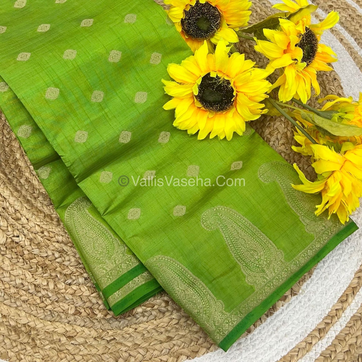 Semi Tussar Silk Saree - Light Green shade - VVSTS010