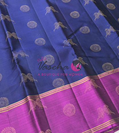 Half Mix - Pure Soft Silk Saree - Long Retta Petta Border with Butta - VVPSS105