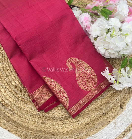Semi Tussar Silk - Small Mango - Dark Pink Shade - VVSTS002