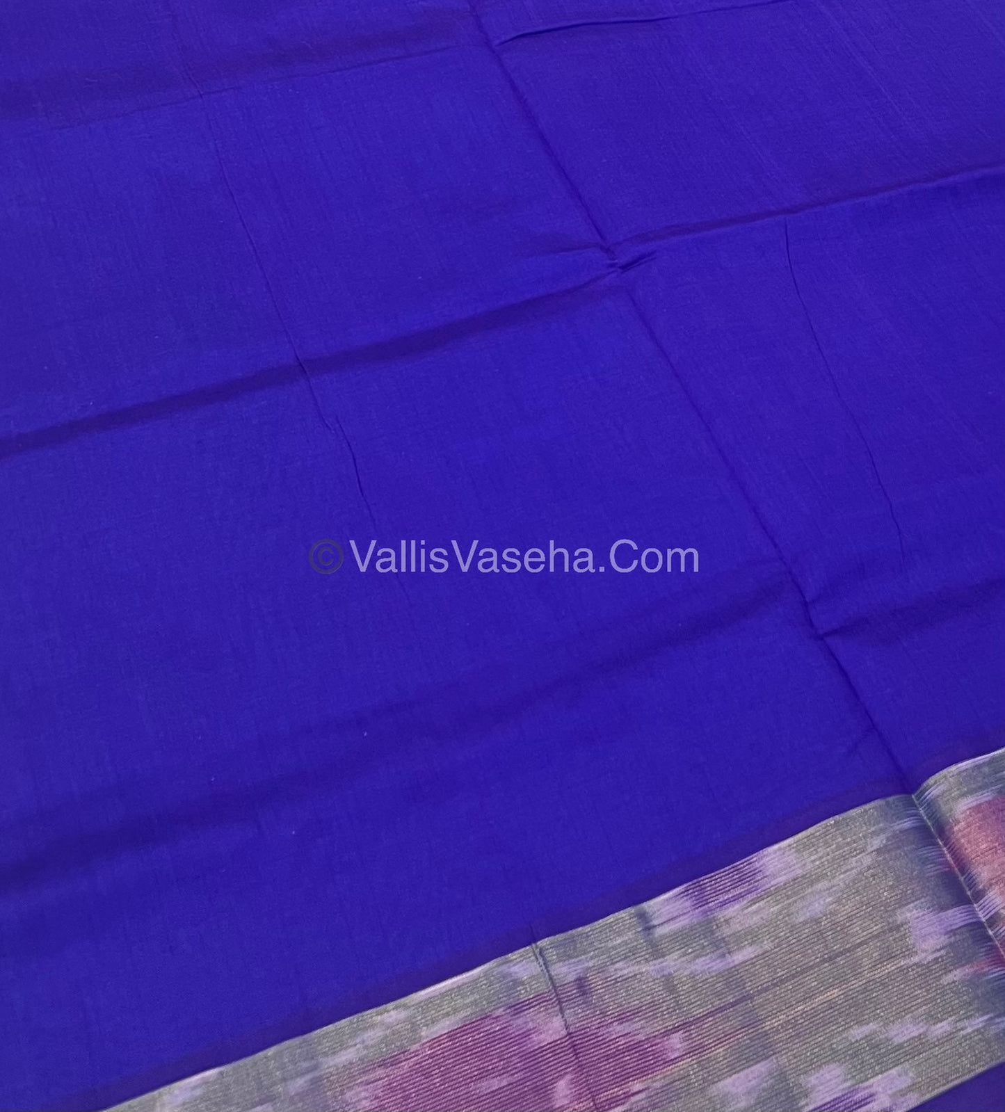 Semi Silk Cotton Saree - Blue & Blue Combo - VVSSC001