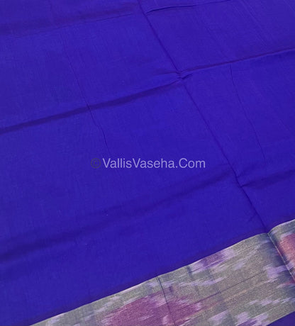Semi Silk Cotton Saree - Blue & Blue Combo - VVSSC001