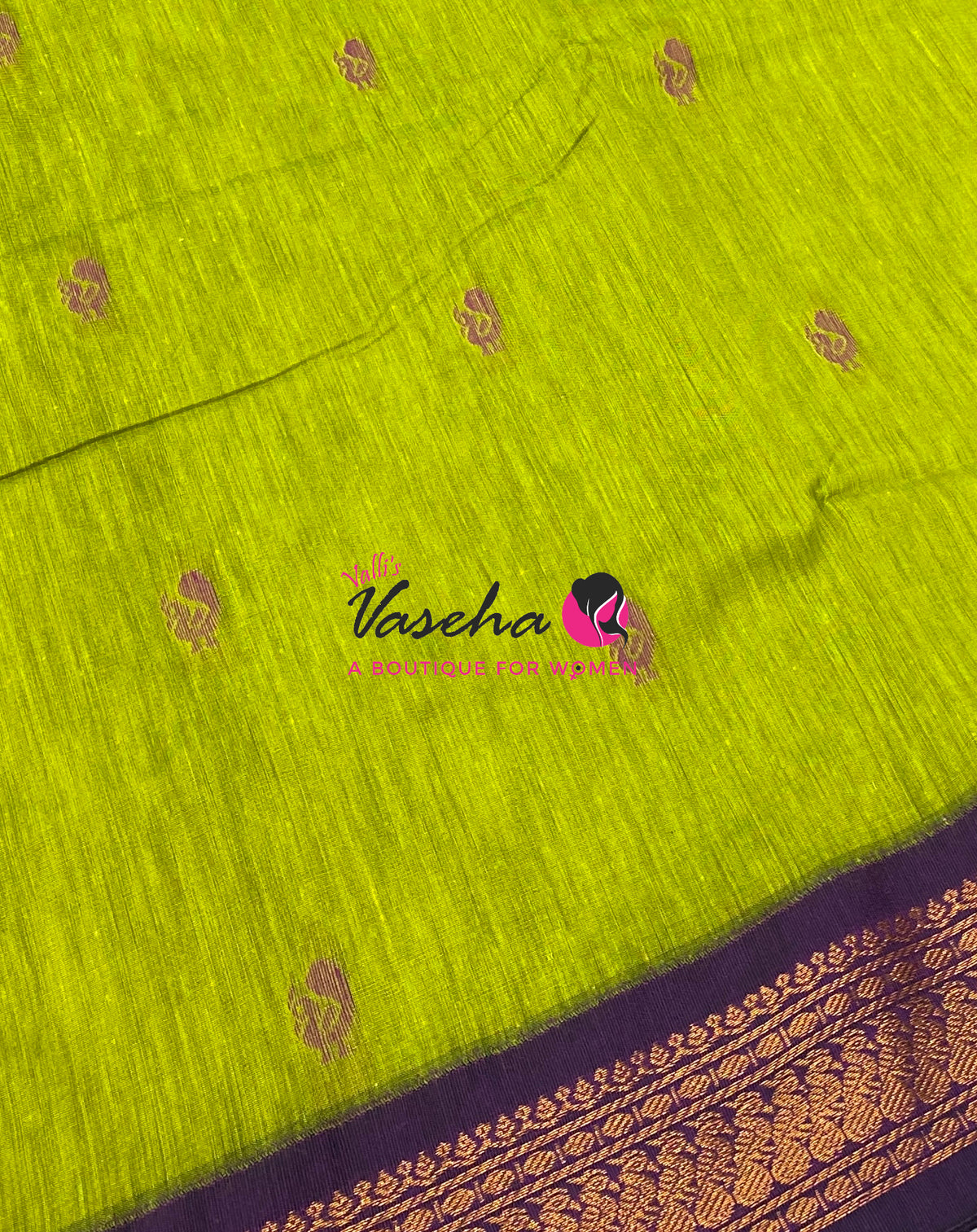 Kalyani Cotton Saree - Green  With Purple Shade - VVKC002