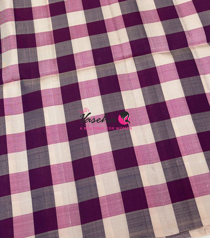 Pure Soft Silk Saree  - Small Pazhum Pazhamum Checks - VVPSS159
