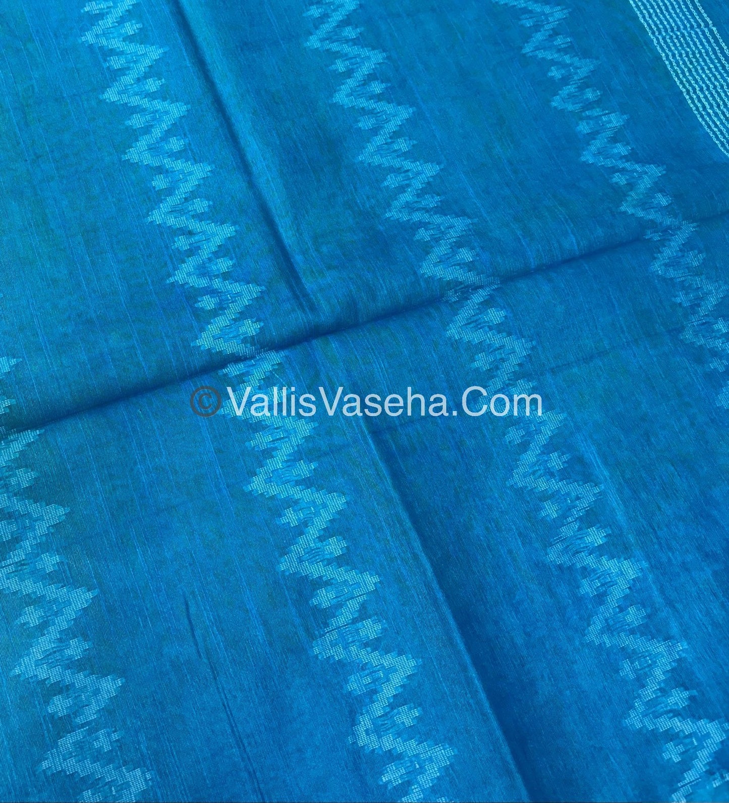 Bhagalpuri Silk - Green With Blue- VVBS005