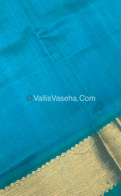 Pure Silk Cotton Saree - Mayil & Chakkaram Design -  Brown With Blue Shade - VVMC002