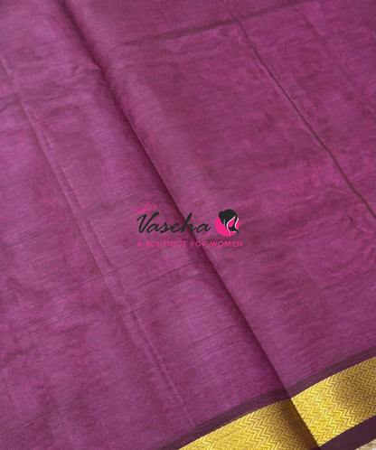 Pure Silk Cotton Sarees - Pink  With Wine - VVPSC017