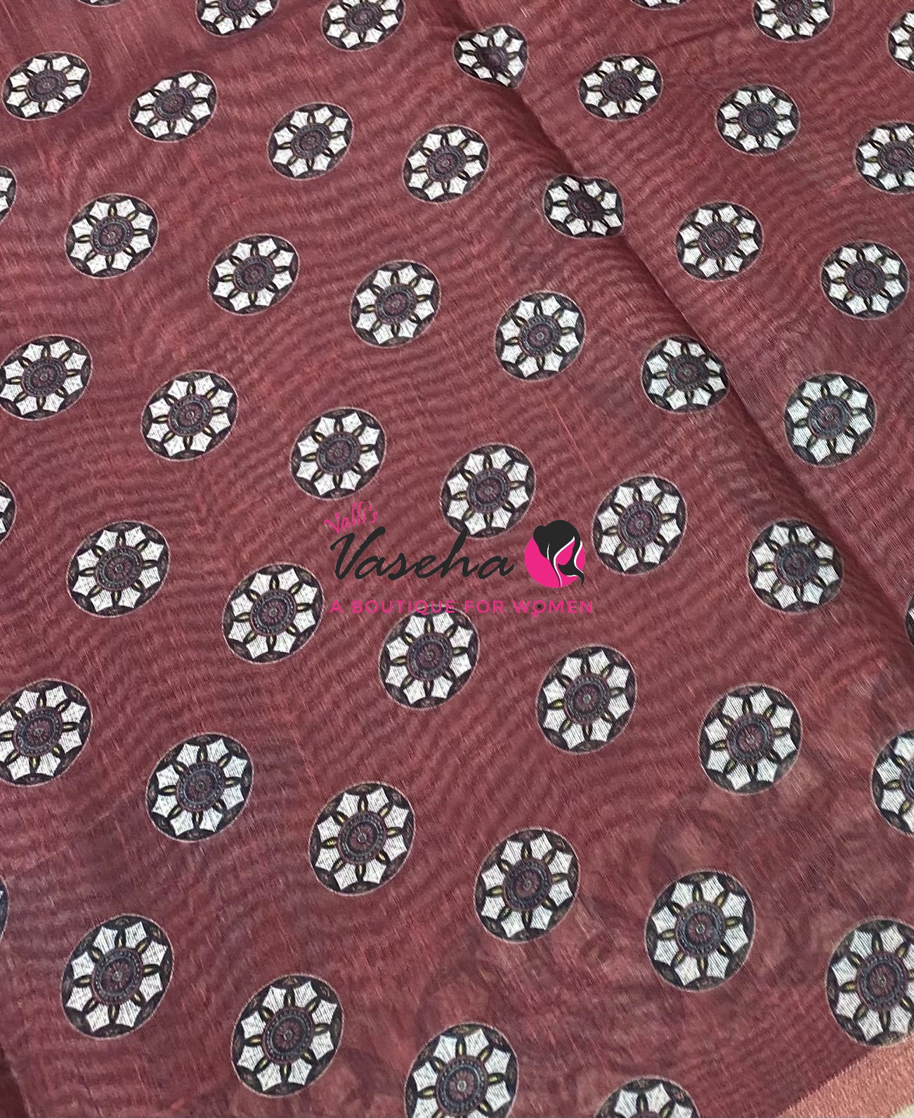 Semi Chanderi Saree - Maroon Shade - VVSCS008