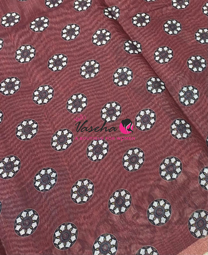 Semi Chanderi Saree - Maroon Shade - VVSCS008