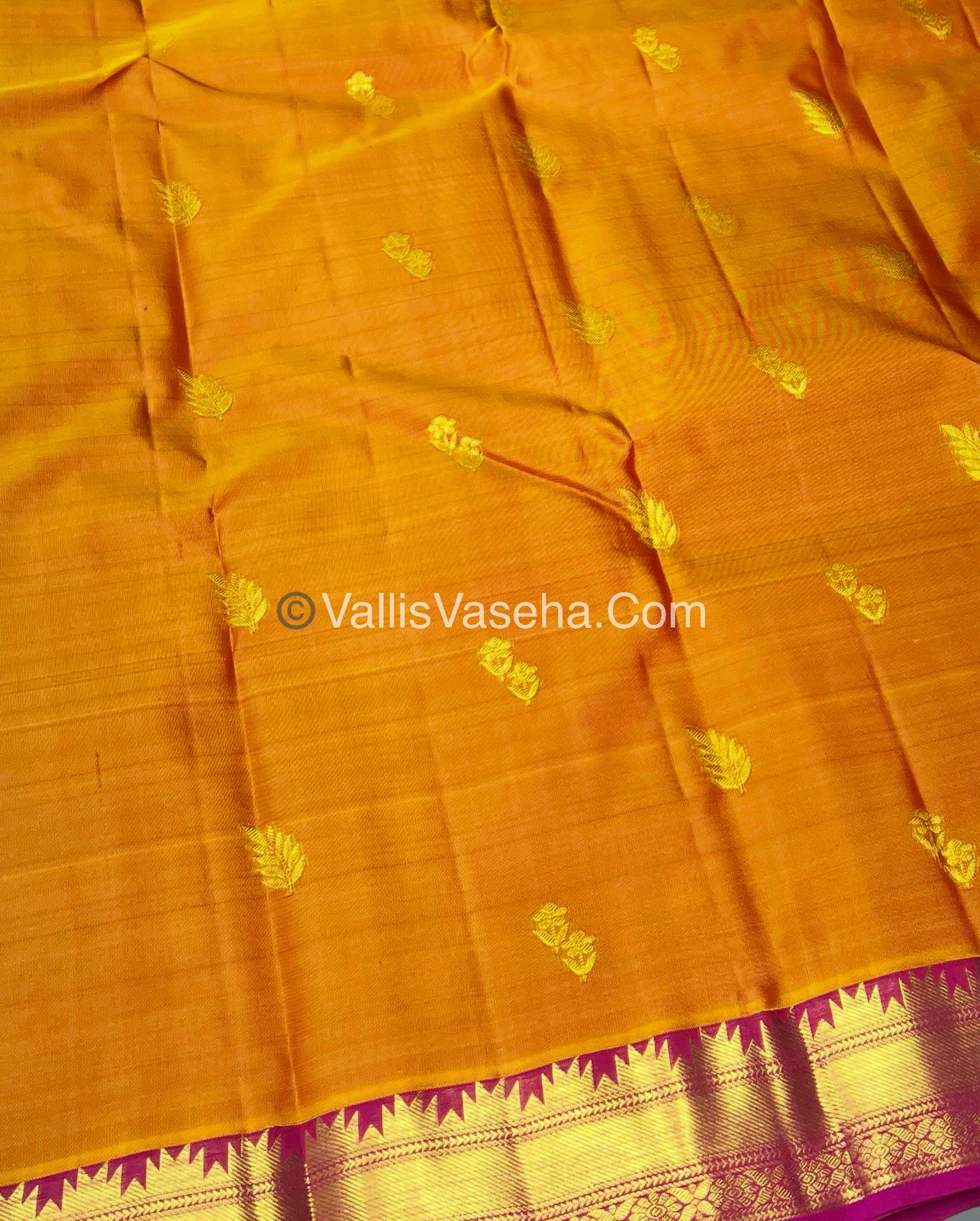 Pure Kanchipuram Silk Saree - Yellow  & Pink Combo - VVPS013