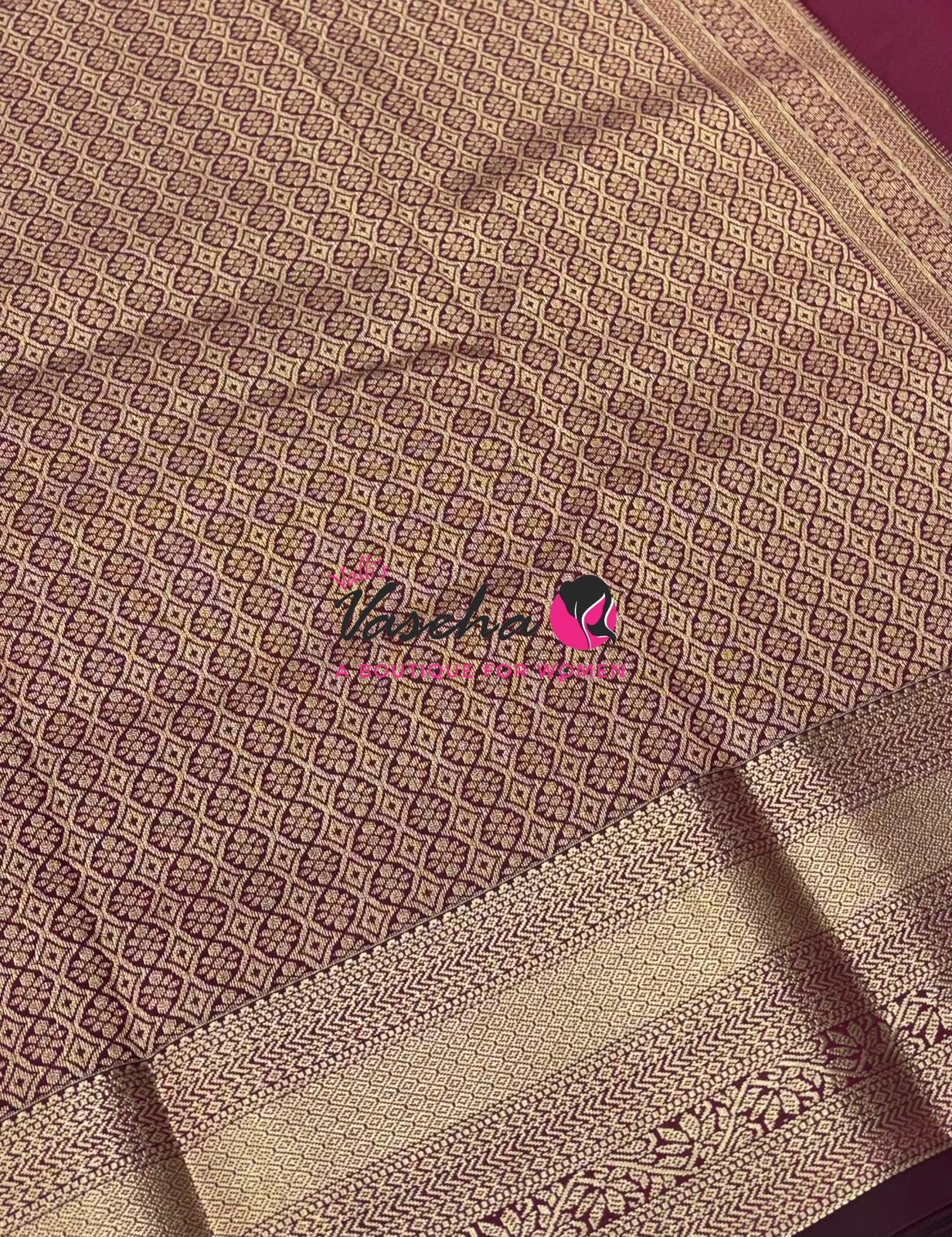 Semi Kanchi Silk  - Lemon Yellow & - Maroon - VVSKS007