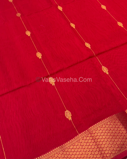Pure Maheshwari Silk Cotton Saree - Red Color - VVMSC005