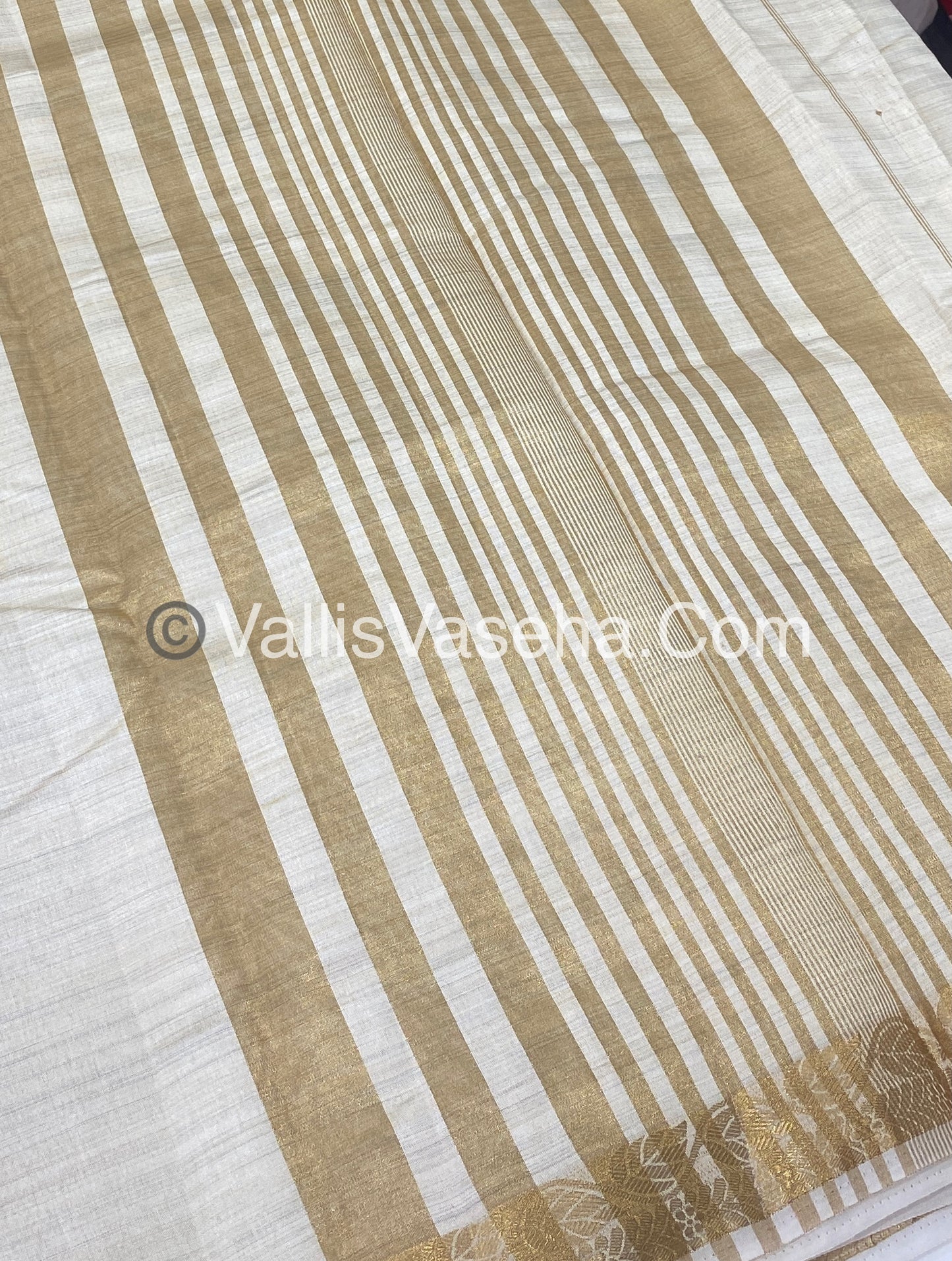 Semi Tussar Silk - Cream (Half White ) Shade - VVSTS003