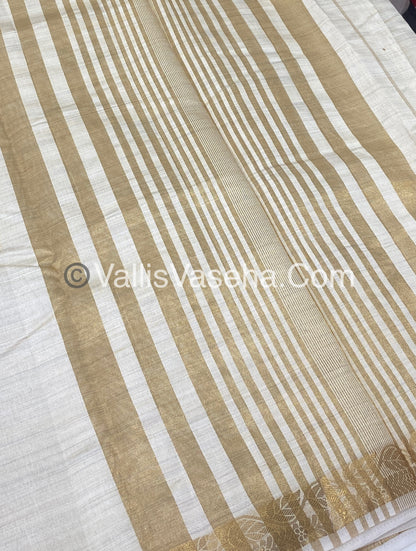 Semi Tussar Silk - Cream (Half White ) Shade - VVSTS003