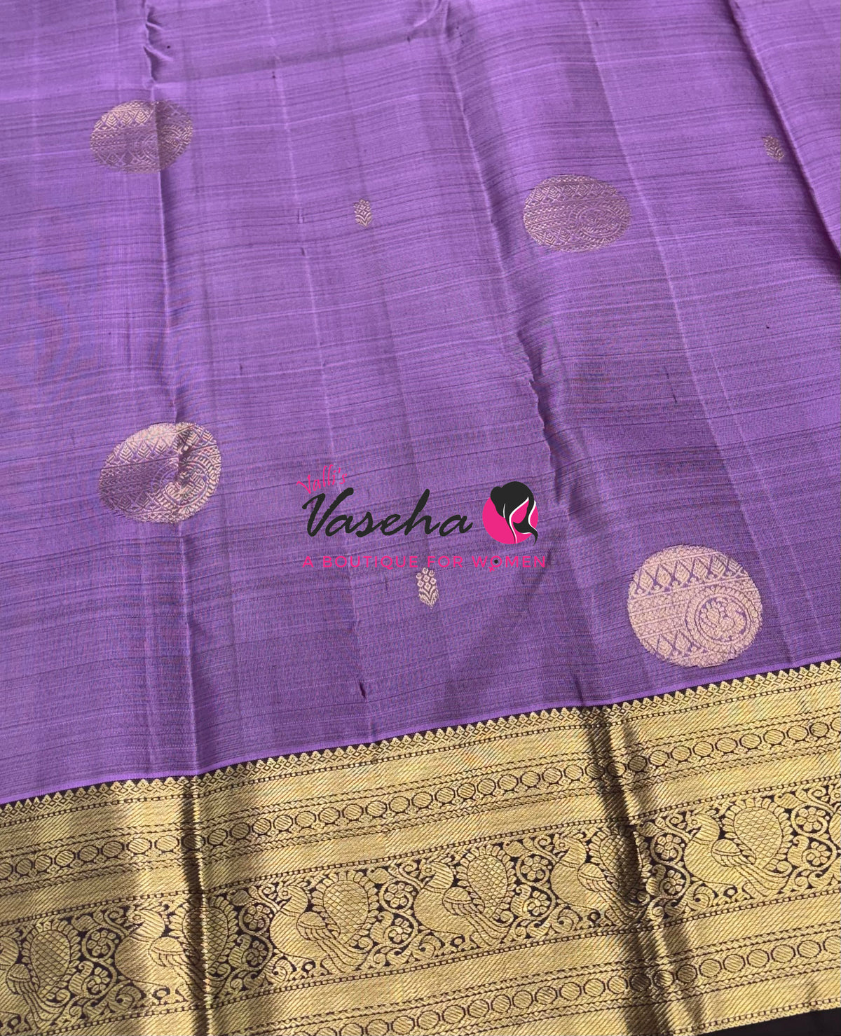 Pure Kanchipuram Silk Saree - Lavender With Brown - VVPS094