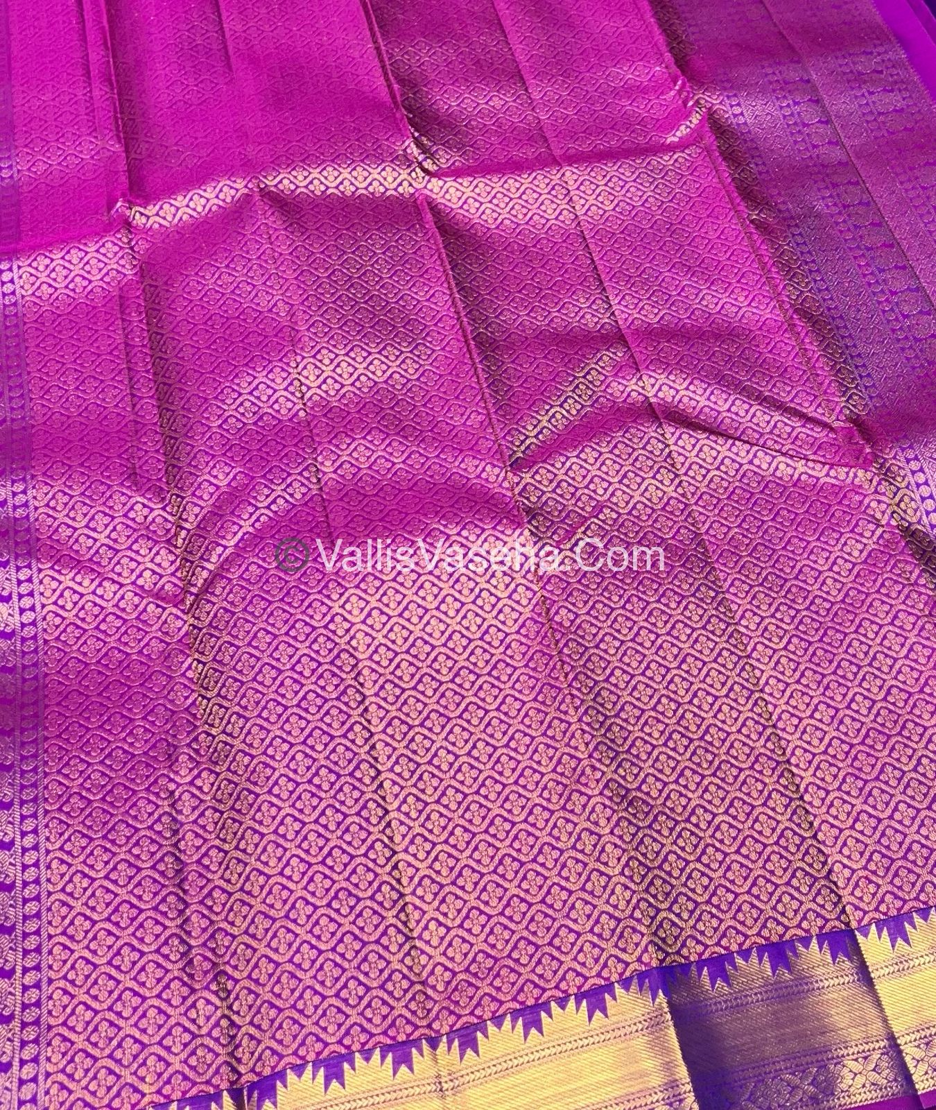Pure Kanchipuram Silk Saree - Blue & Purplish Pink  Combo - VVPS013