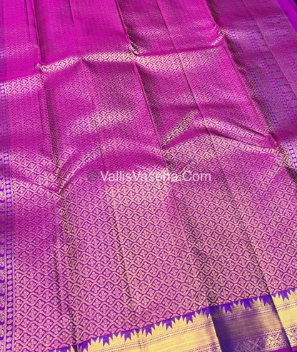 Pure Kanchipuram Silk Saree - Blue & Purplish Pink  Combo - VVPS013