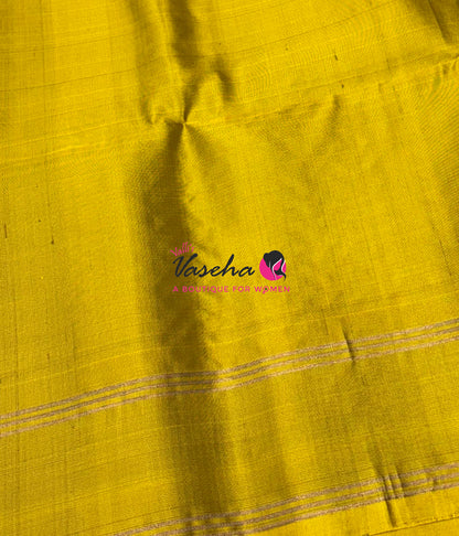Pure Soft Silk Saree  - Grey & Mustard Yellow Combo - VVPSS138