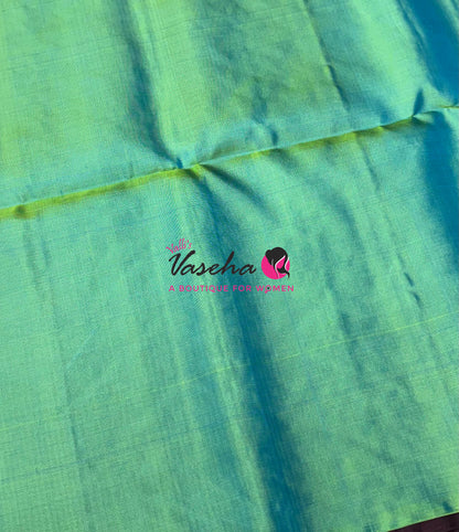 Pure Soft Silk Saree  - Brown With Dual Tone Green - VVPSS118