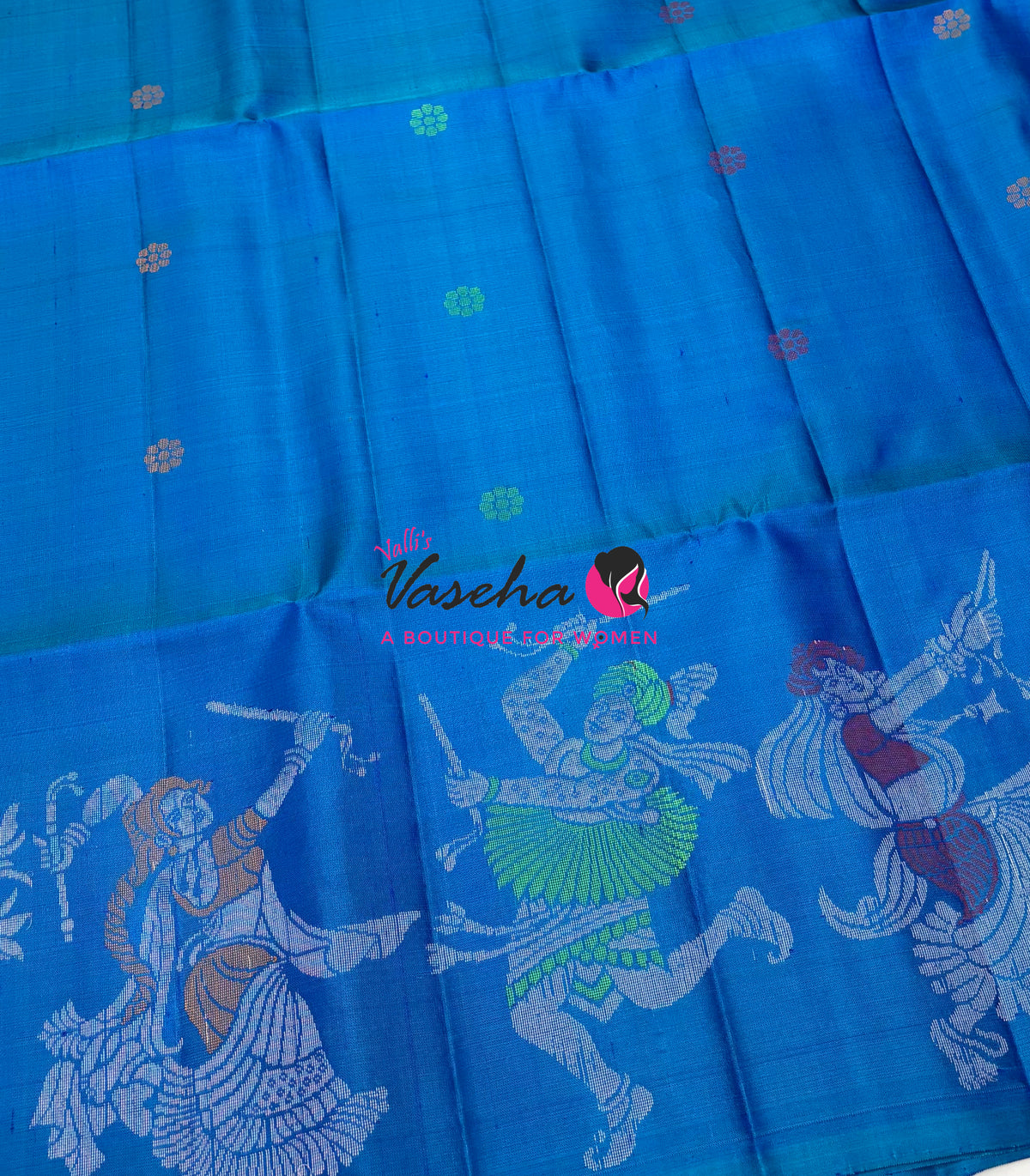 Pure Soft Silk Saree  - Blue With Cream Combo - VVPSS139