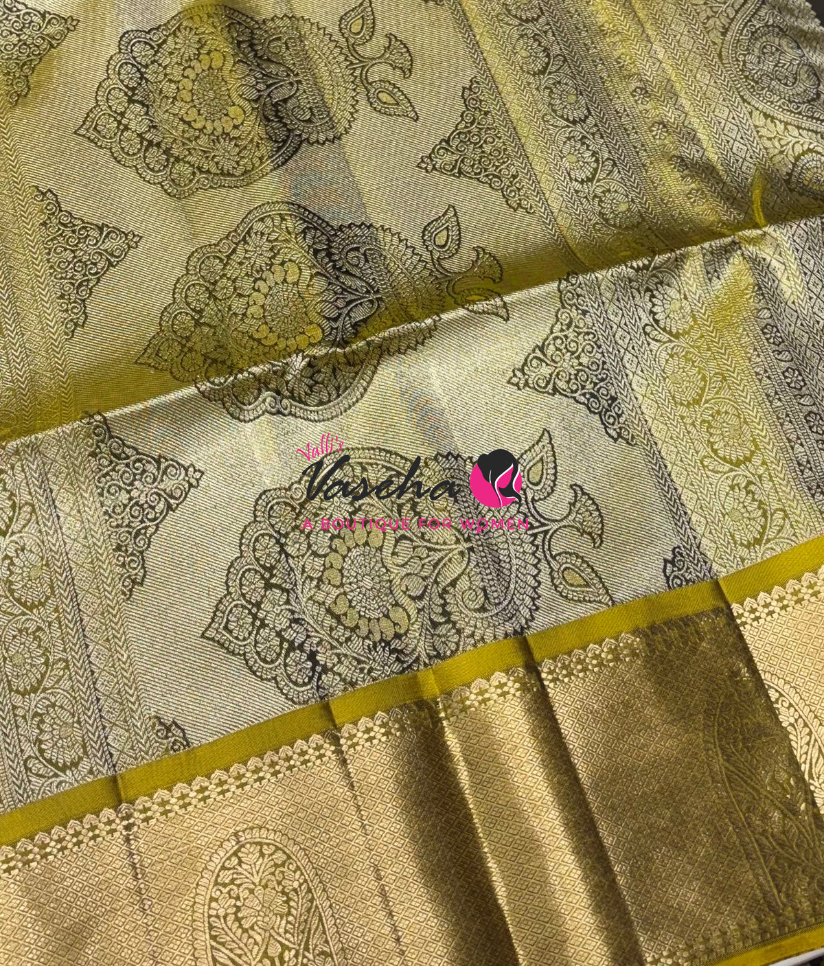 Half Mix - Pure Soft Silk Saree - Vairavoosi Design - Violetish Purple & Lemon Green - VVPSS147